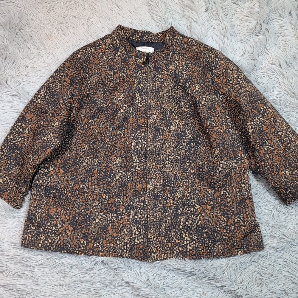 CJ Banks Jacket Womens Multicolor‎ 1X Zip Up Comfort Lightweight Preppy Casual
